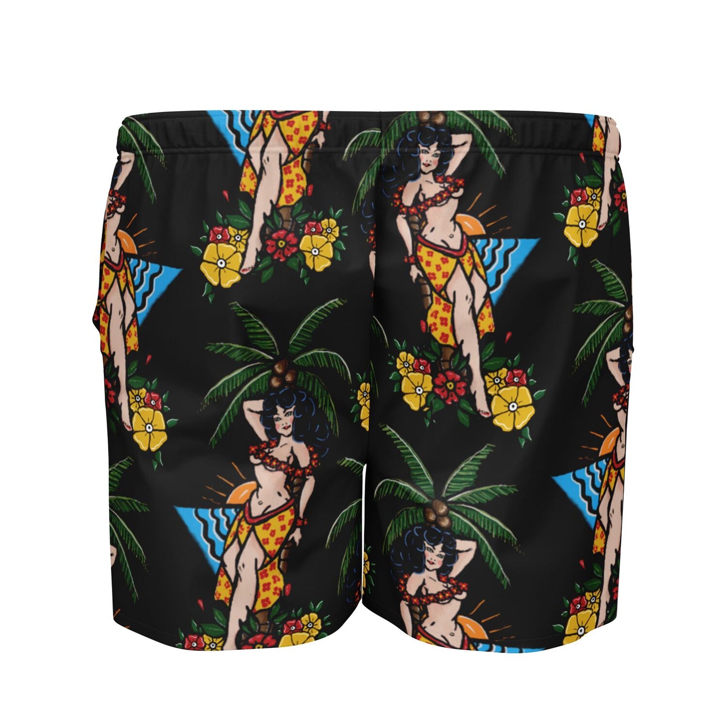 Plus-size Swim Trunks - Aloha Pin-up Print