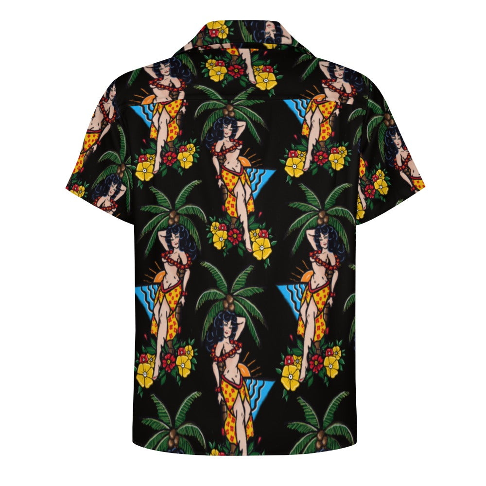 Cuban collar shirt - Aloha Pin-Up Print