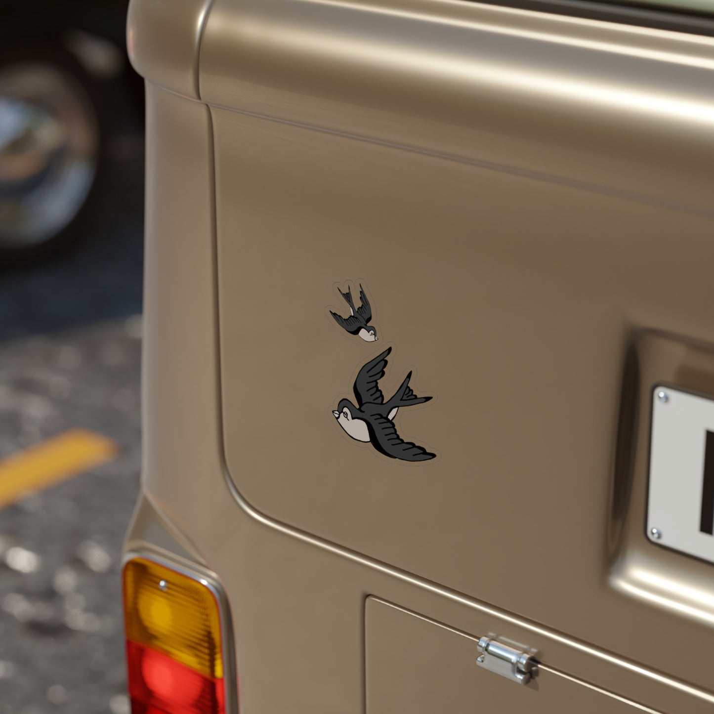 Swallows Transparent Outdoor Stickers, Die-Cut, 1pcs, Black and White