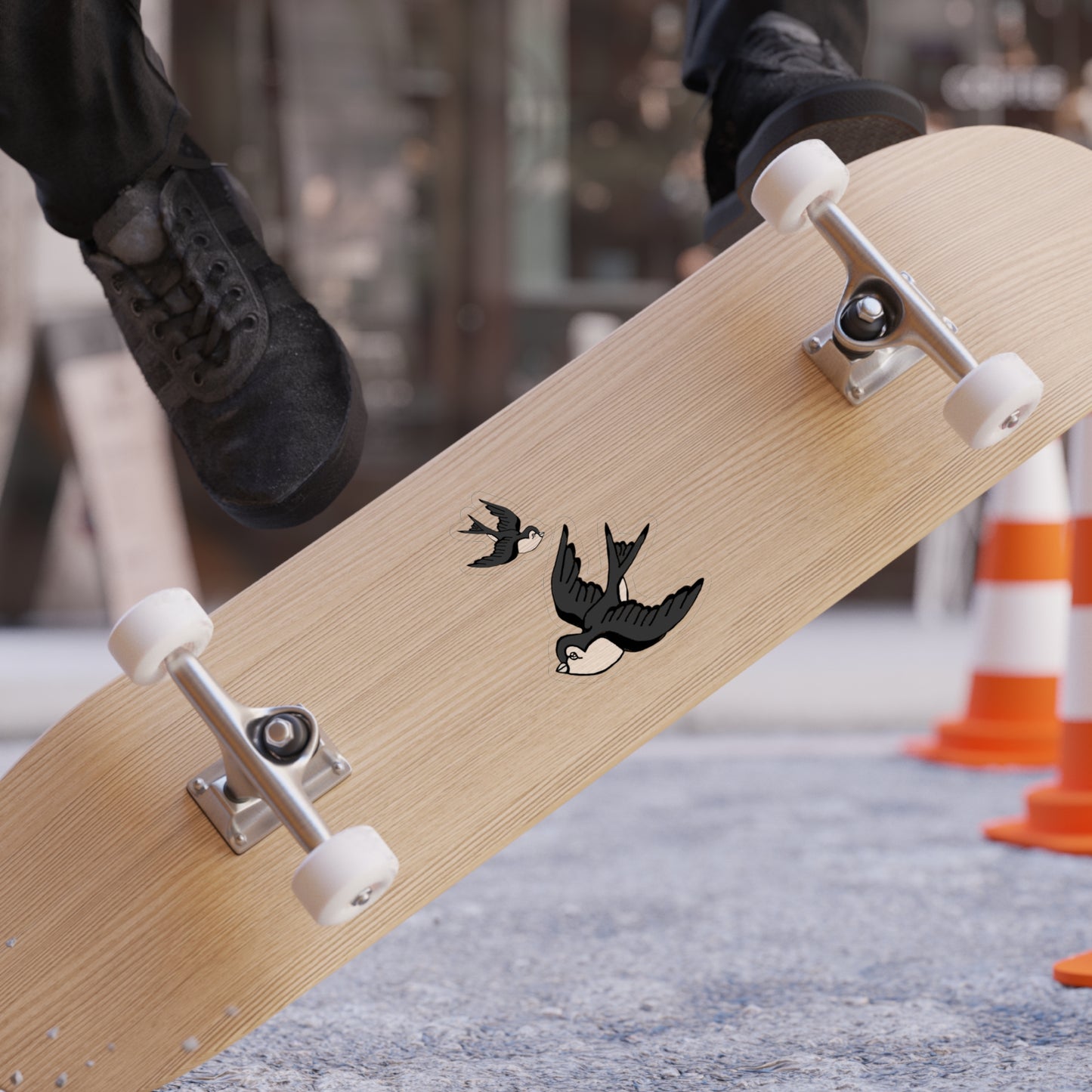 Swallows Transparent Outdoor Stickers, Die-Cut, 1pcs, Black and White