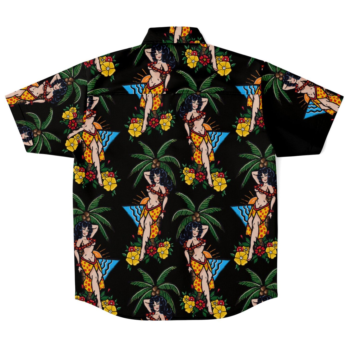 Short Sleeve Button Down Shirt - Aloha Pin-up Print