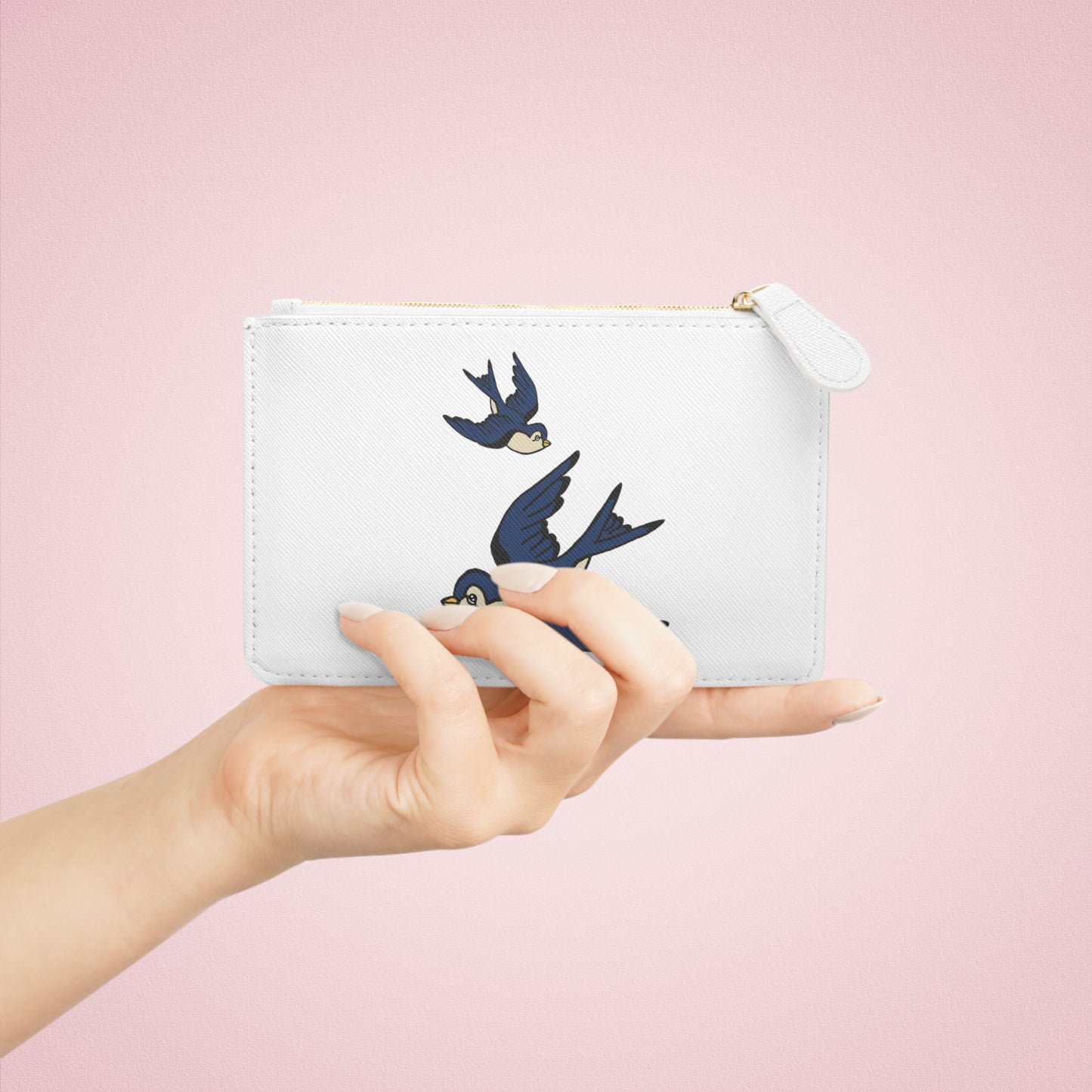 White Mini Clutch Bag Swallows