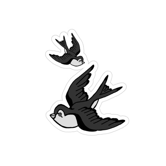 Swallows Transparent Outdoor Stickers, Die-Cut, 1pcs, Black and White