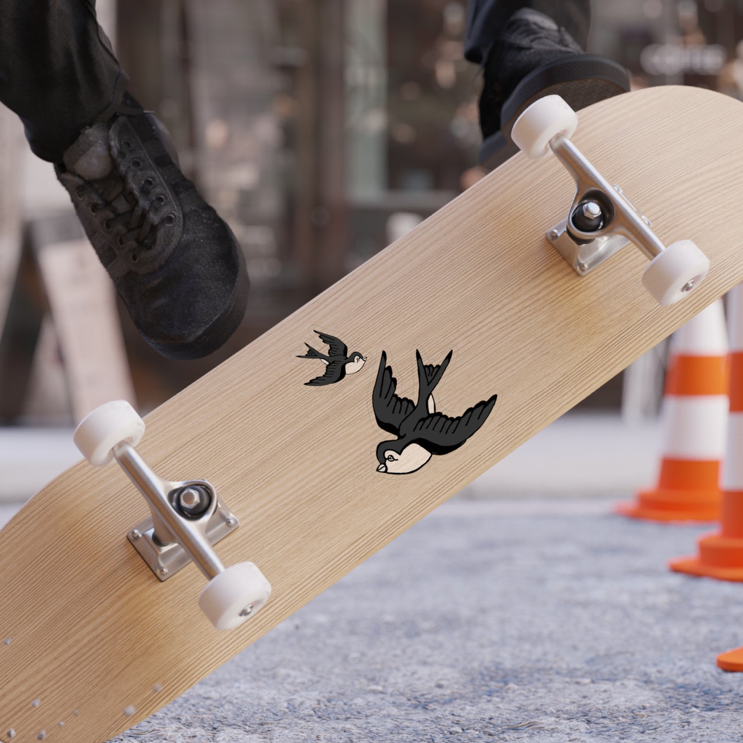 Swallows Transparent Outdoor Stickers, Die-Cut, 1pcs, Black and White