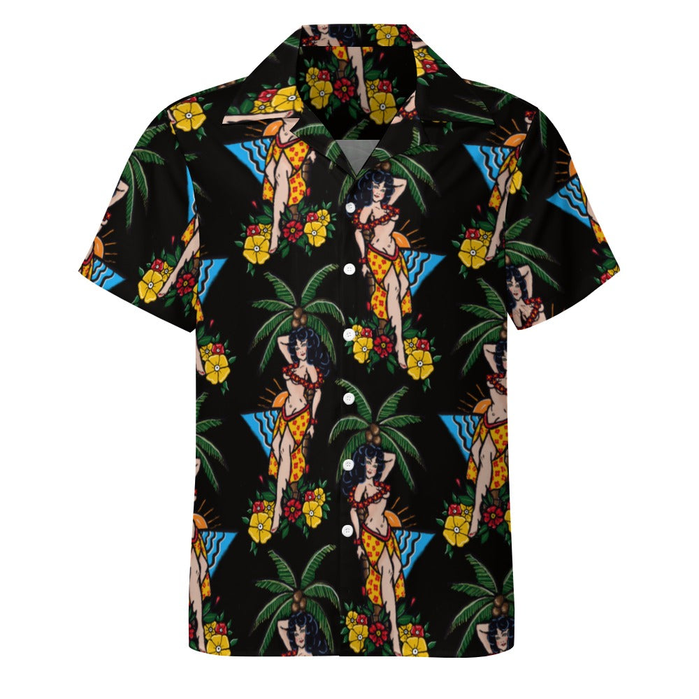 Cuban collar shirt - Aloha Pin-Up Print