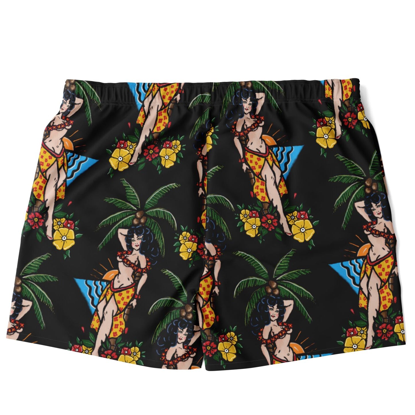 Plus-size Swim Trunks - Aloha Pin-up Print
