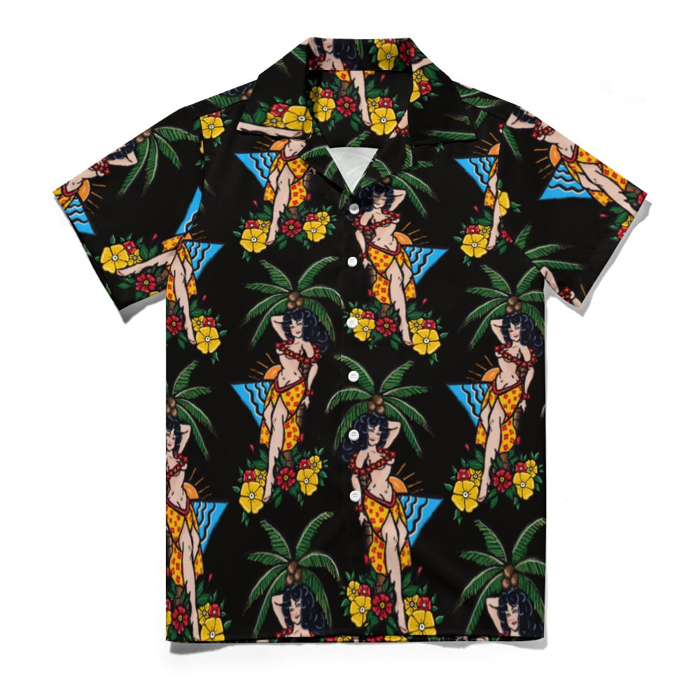 Cuban collar shirt - Aloha Pin-Up Print